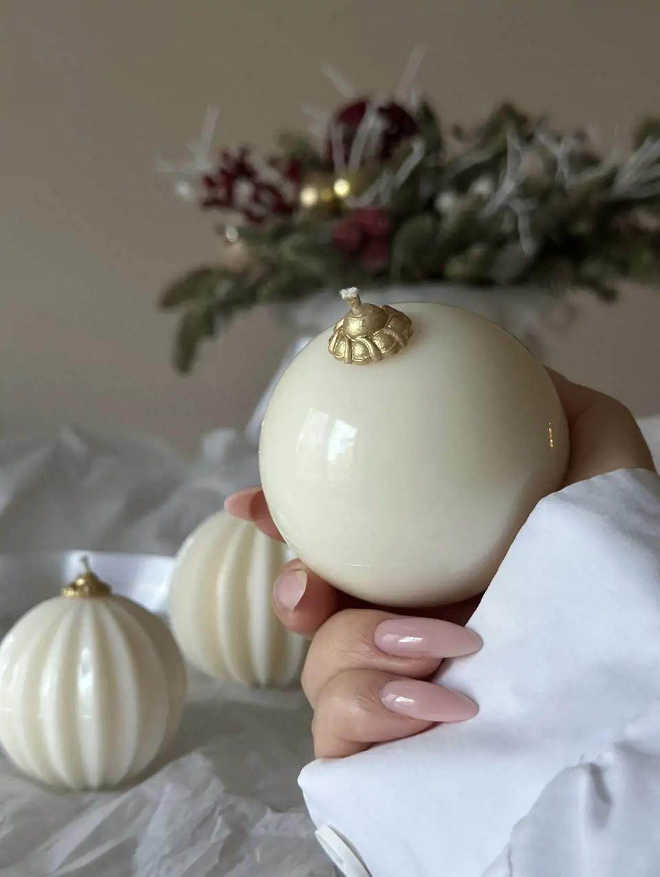 Керамический шар 6 см гладкий белый — изображение 5