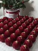 Миниатюра Керамический шар 7 см ребристый красный  1