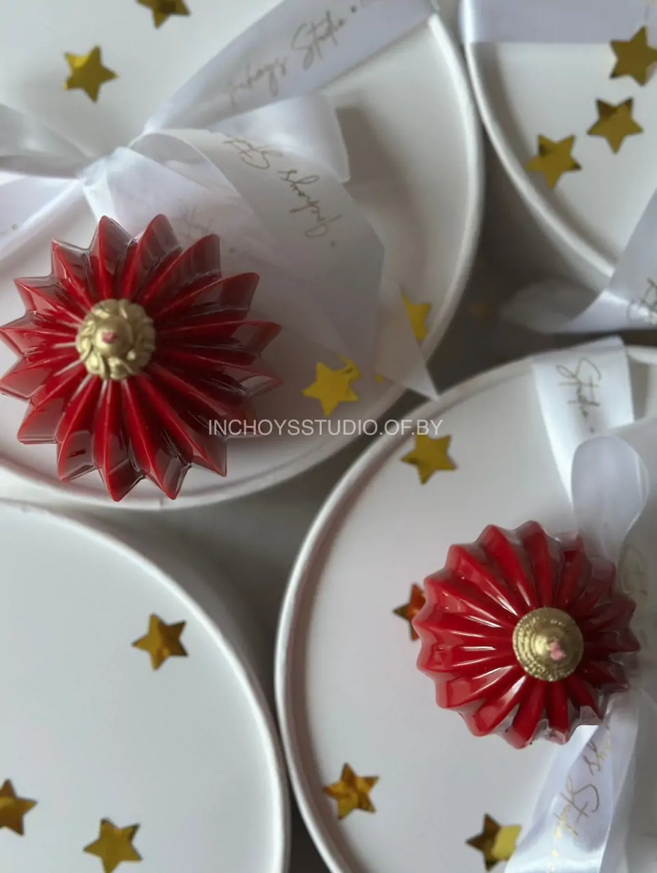 Керамический шар 6 см ребристый красный  — изображение 2