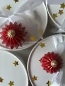 Миниатюра Керамический шар 6 см ребристый красный  2