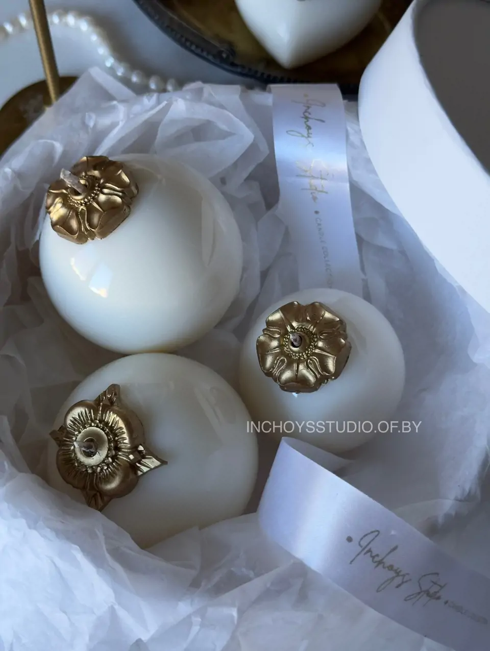 Подарочный набор винтажных керамических свечей 3 шт — изображение 1