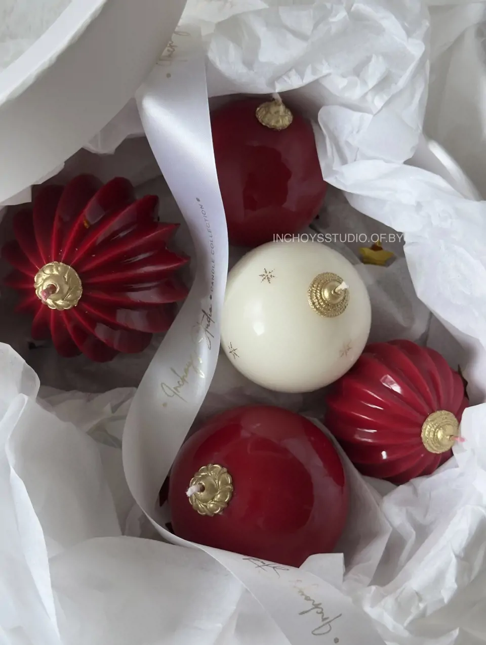 Керамический шар 7 см ребристый красный  — изображение 4