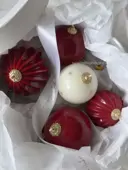 Миниатюра Керамический шар 7 см ребристый красный  4